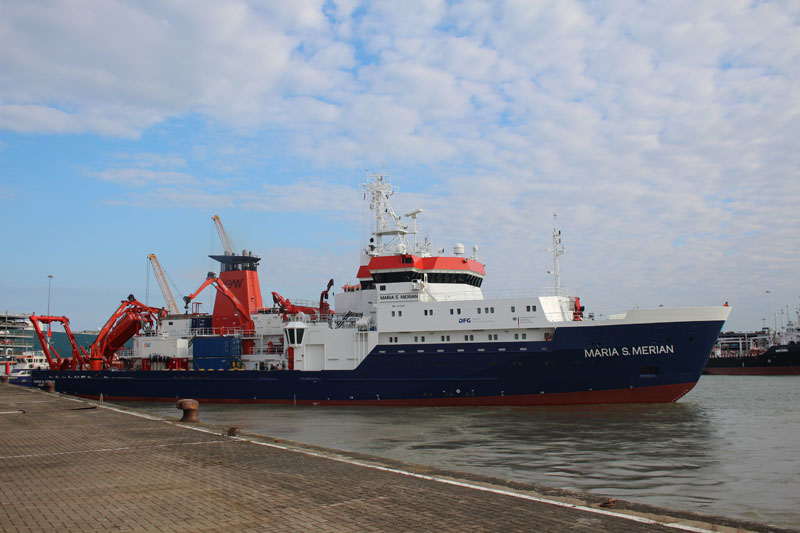 The RV Maria S. Merian departing from Southampton (image courtesy Anna Lichtschlag).
